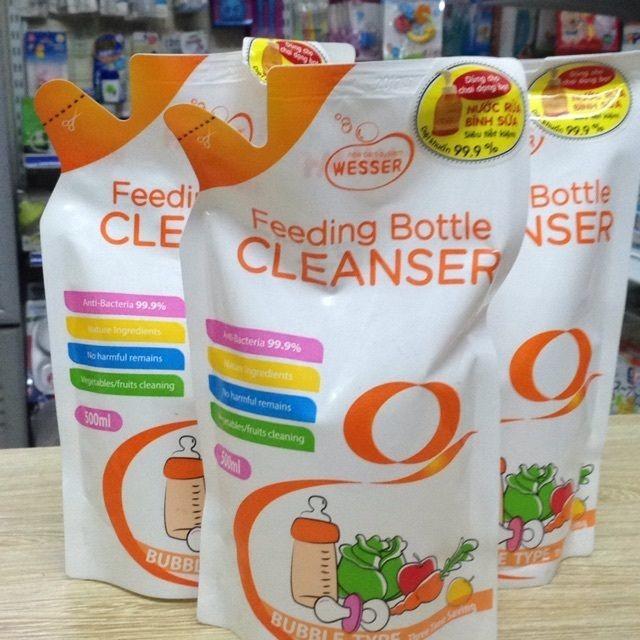 Combo 4 gói Nước rửa bình sữa Wesser 500ml ( túi)