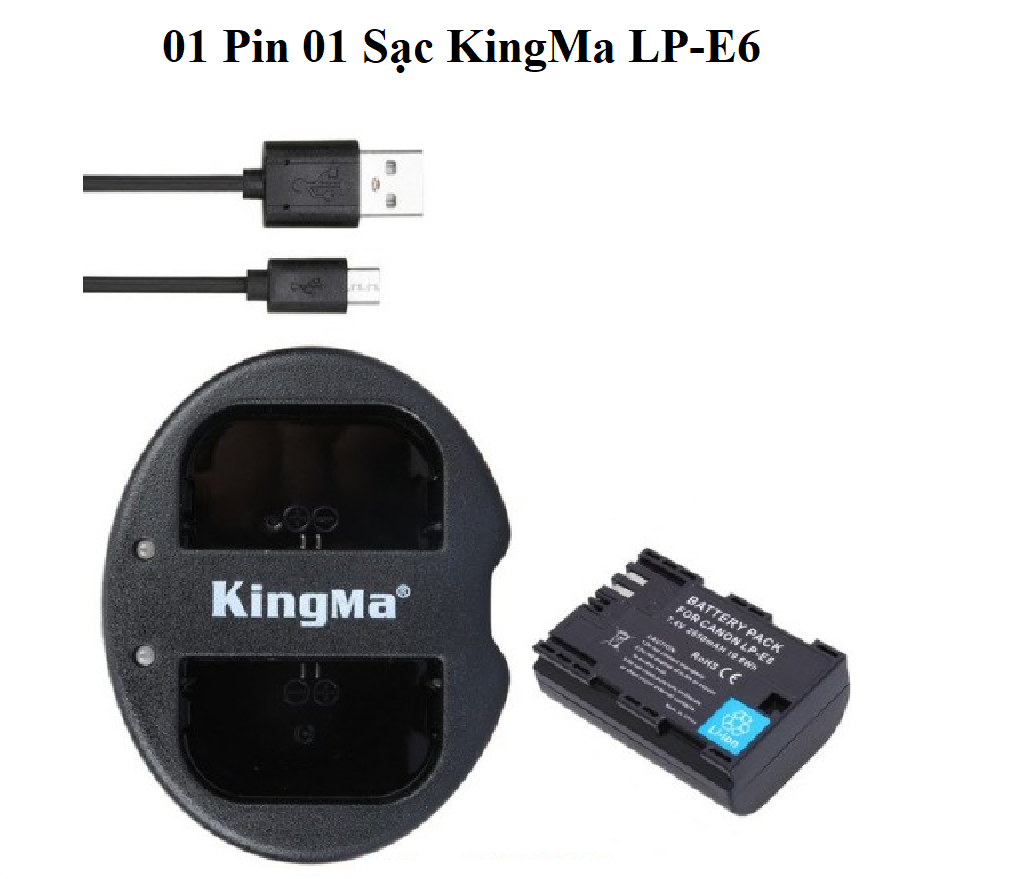 Bộ 01 Pin & 01 Sạc máy ảnh KingMa LP-E6/E6N
