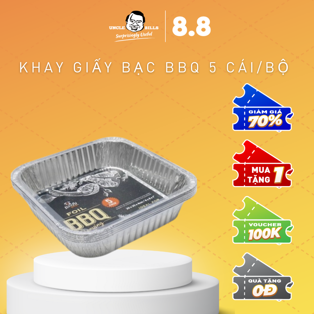 Khay giấy bạc bbq 5 cái/bộ uncle bills kc0476