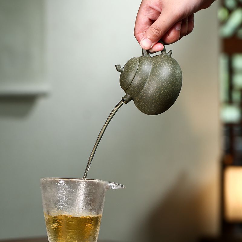 Ấm Tử Sa Nghi Hưng Hồ Lô 150 ml (Bích Ngọc Sa, Lọc Đơn Khổng)