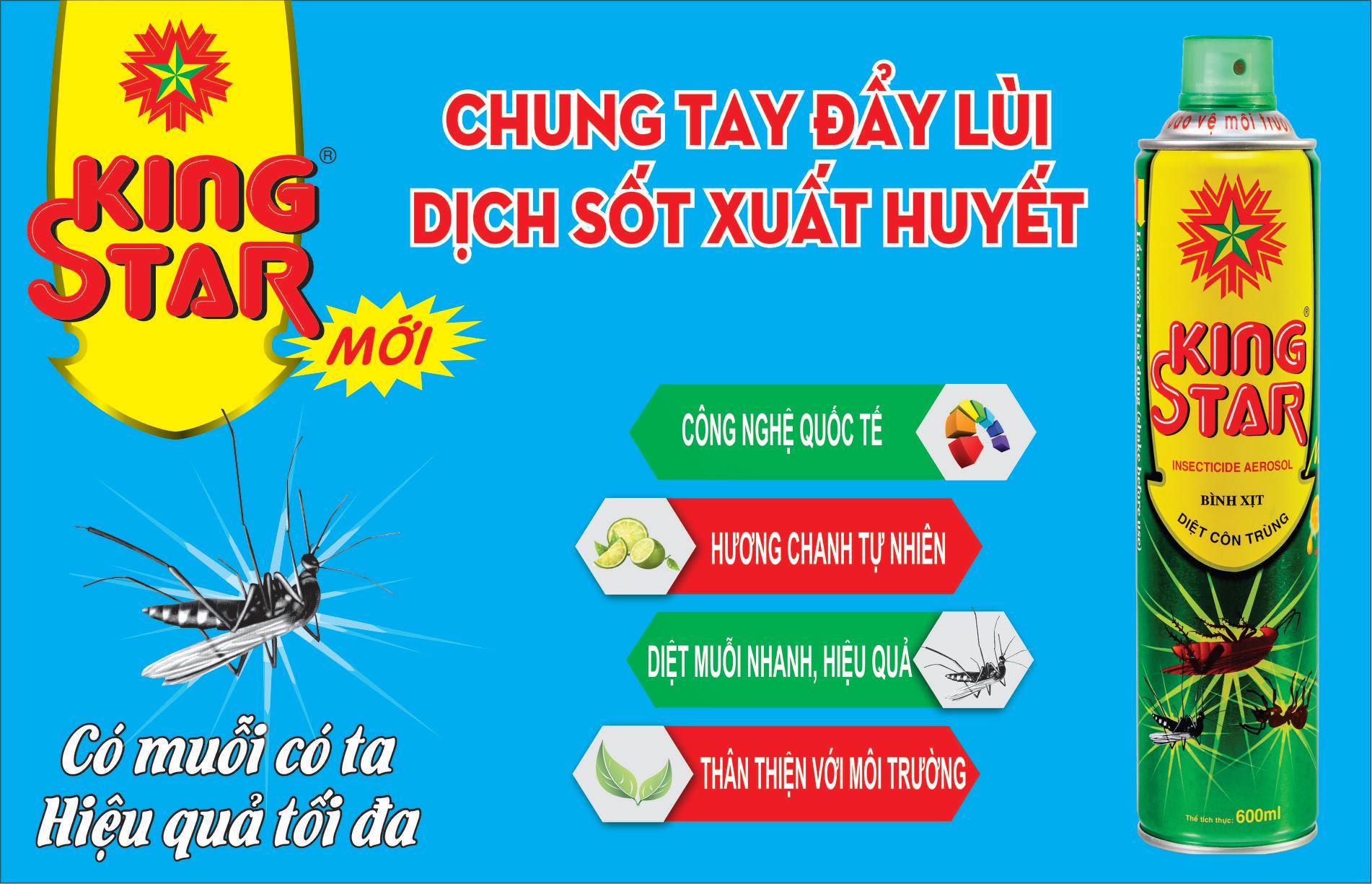 [HCM]Bình Xịt Muỗi Diệt Côn Trùng King Star 600ml