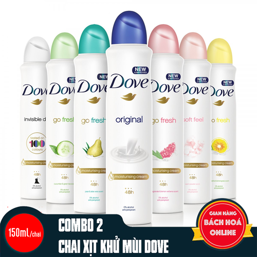 2 chai Xịt Khử Mùi Dove Spray Body Mist 150ml/chai