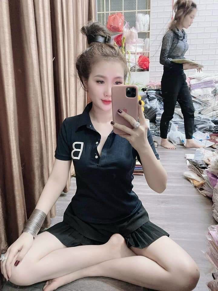 Áo lụa cổ bẻ tay ngắn in chữ B xinh xắn TTSA1128