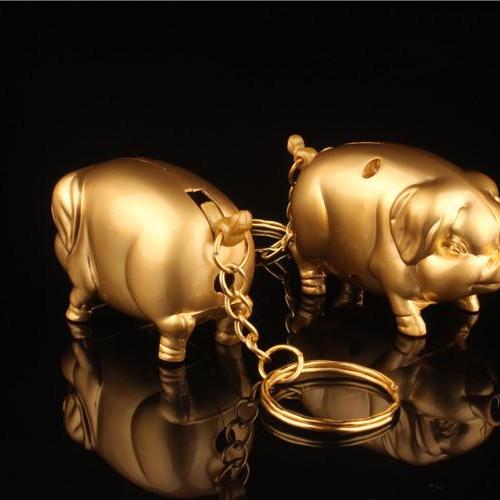 Bật Lửa Móc Khóa Gas thường hình HEO VÀNG may mắn