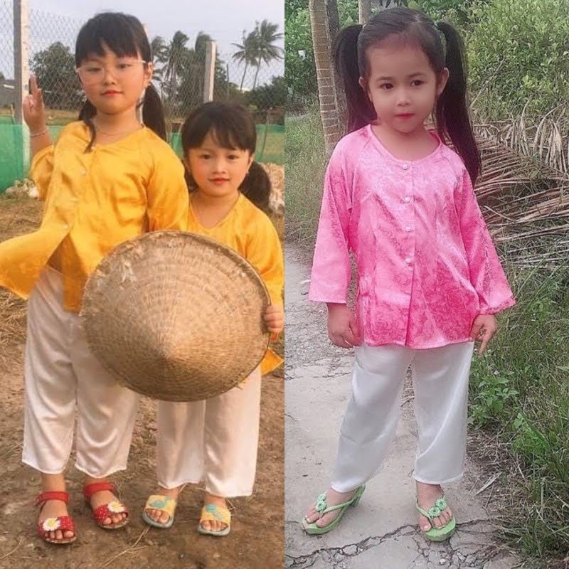 [HCM]Đồ lam đi chùa bé gái#Mẫu bà ba gấm