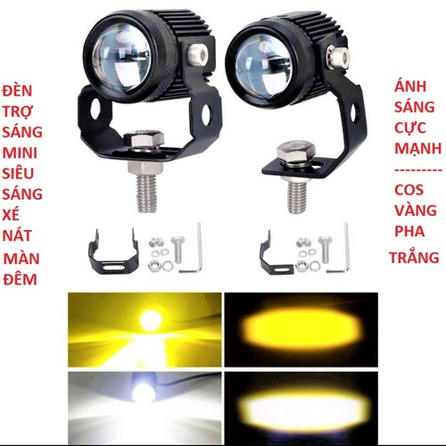Trợ sáng bi cầu mini pha trắng cos vàng ( 1 chiếc)
