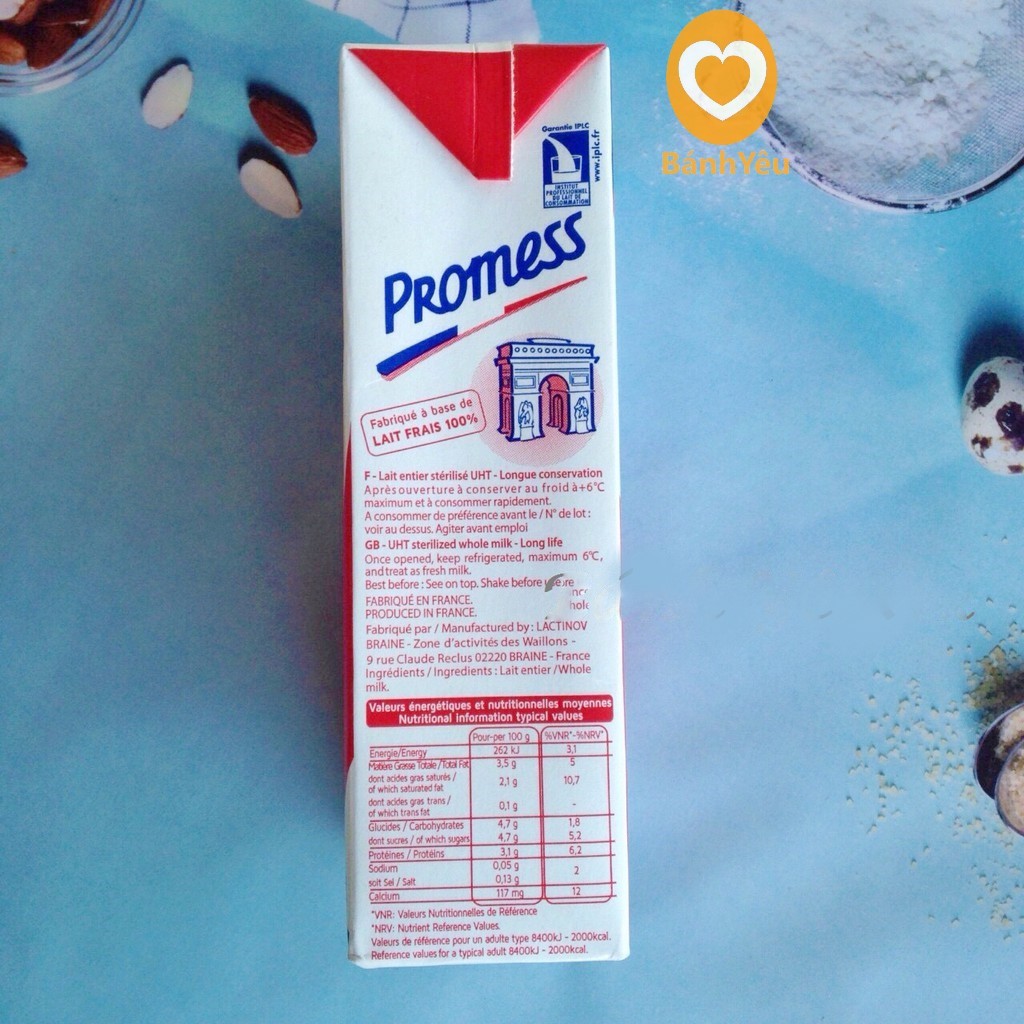 Sữa tươi nguyên kem Pháp PROMESS 1L