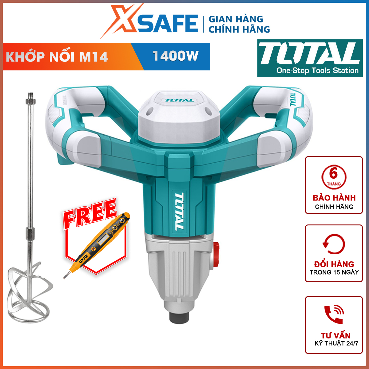Paint mixer total TD614006 | machine stirring paint power: 1400W, refers to the island, stirring, mixing paint… Để serve for spraying process, paint roller.…