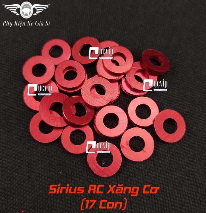 Combo 17 con lông đền đỏ nhôm cnc 6li gắn ốc lốc máy xe sirius xăng cơ ms5232