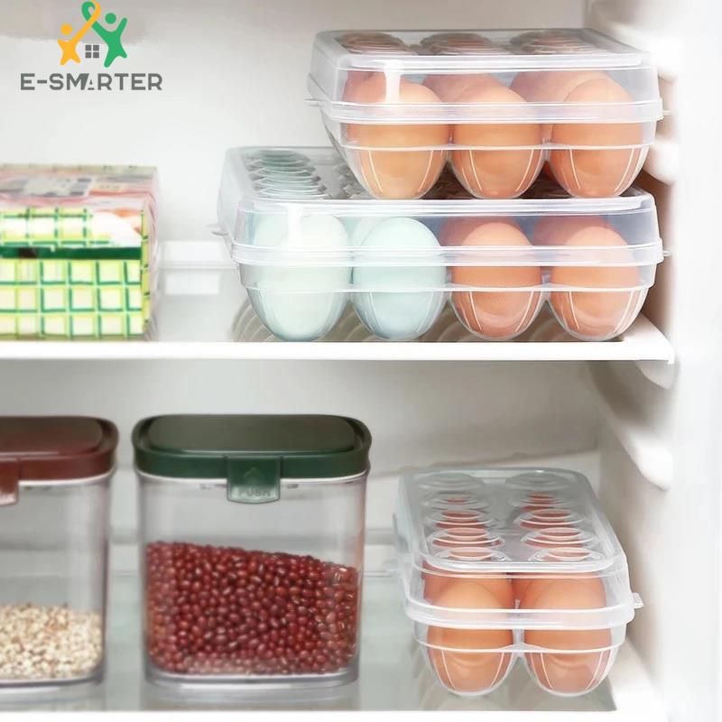 INSOUND Kitchen Egg Holder Refrigerator Egg Storage Bin Stackable Egg Dispenser with Lid (No Certification)