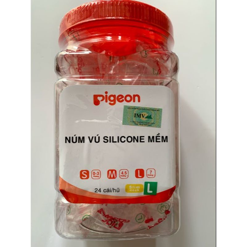 ( Combo 5 cái)Núm vú Silicone Pigeon size L [ cổ hẹp]