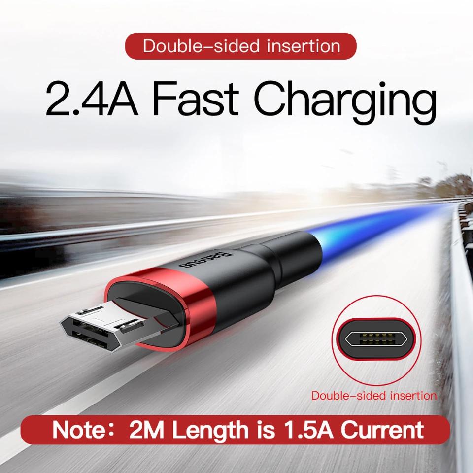 Cáp Sạc Baseus sạc Nhanh Micro USB Cho Smartphone Android 2.4A Baseus Cafule