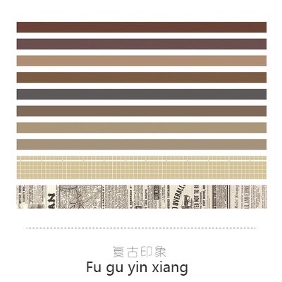 Set 10 cuộn washi tape phong cách vintage, basic Canarystore54