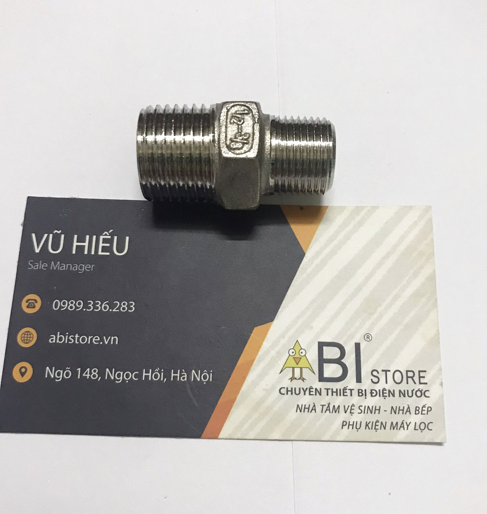 KÉP THU INOX ĐÚC SẦN 1/2 3/8 ( NỐI REN 2 ĐẦU 21 - 17 ) HÀNG ĐẸP GIÁ RẺ CHỐNG ĂN MÒN