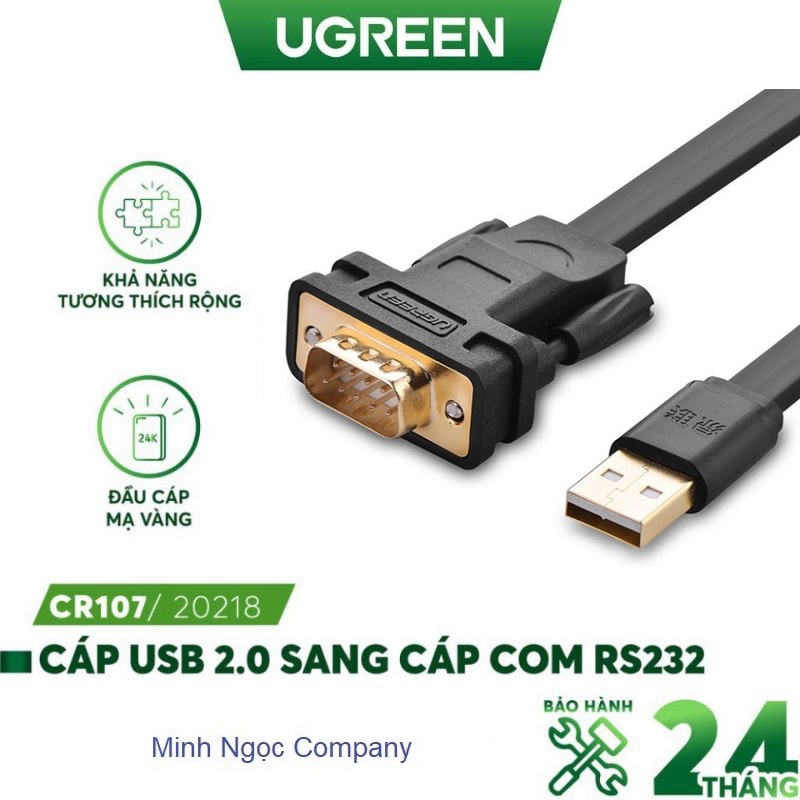 Dây chuyển đổi usb sang com rs232 dài 2m ugreen 20218 cv107 - hàng