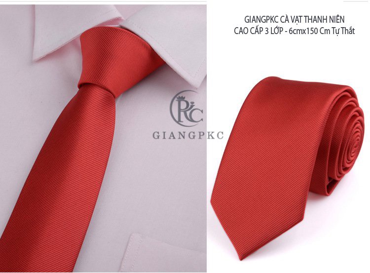 Cà vạt nam màu đỏ bản 6cm