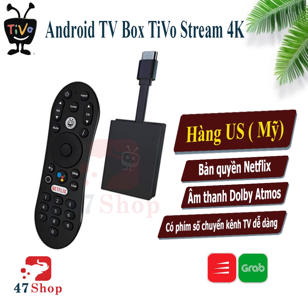 Android tv box tivo stream 4k android tv 10 google ce, netflix 4k, remote tìm kiếm giọng nói tiếng việt, nhập khẩu mỹ