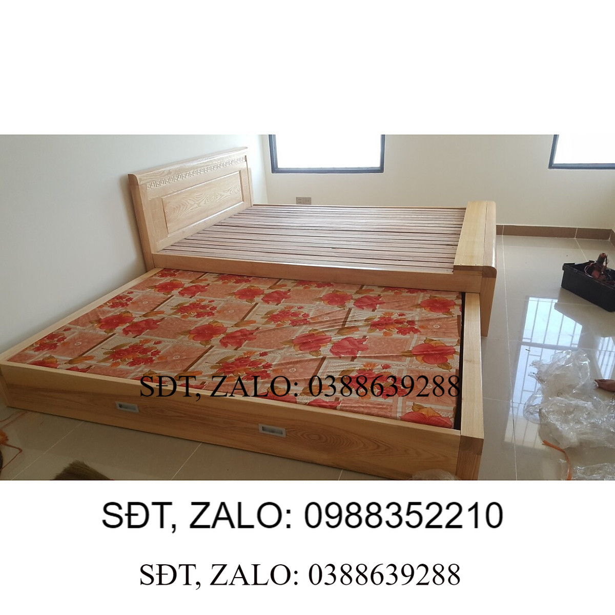 Giường tầng kéo gỗ sồi tiết kiệm không gian MS A55