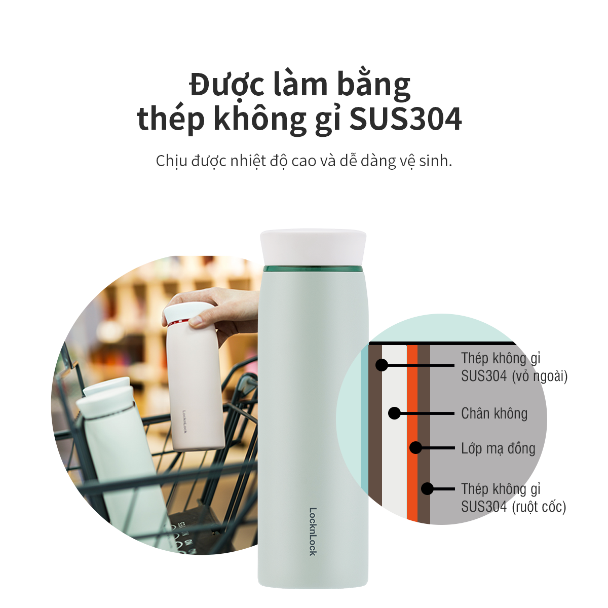 Bình Giữ Nhiệt LocknLock  460ML Feather Light Ring LHC4244 - T2Cmall