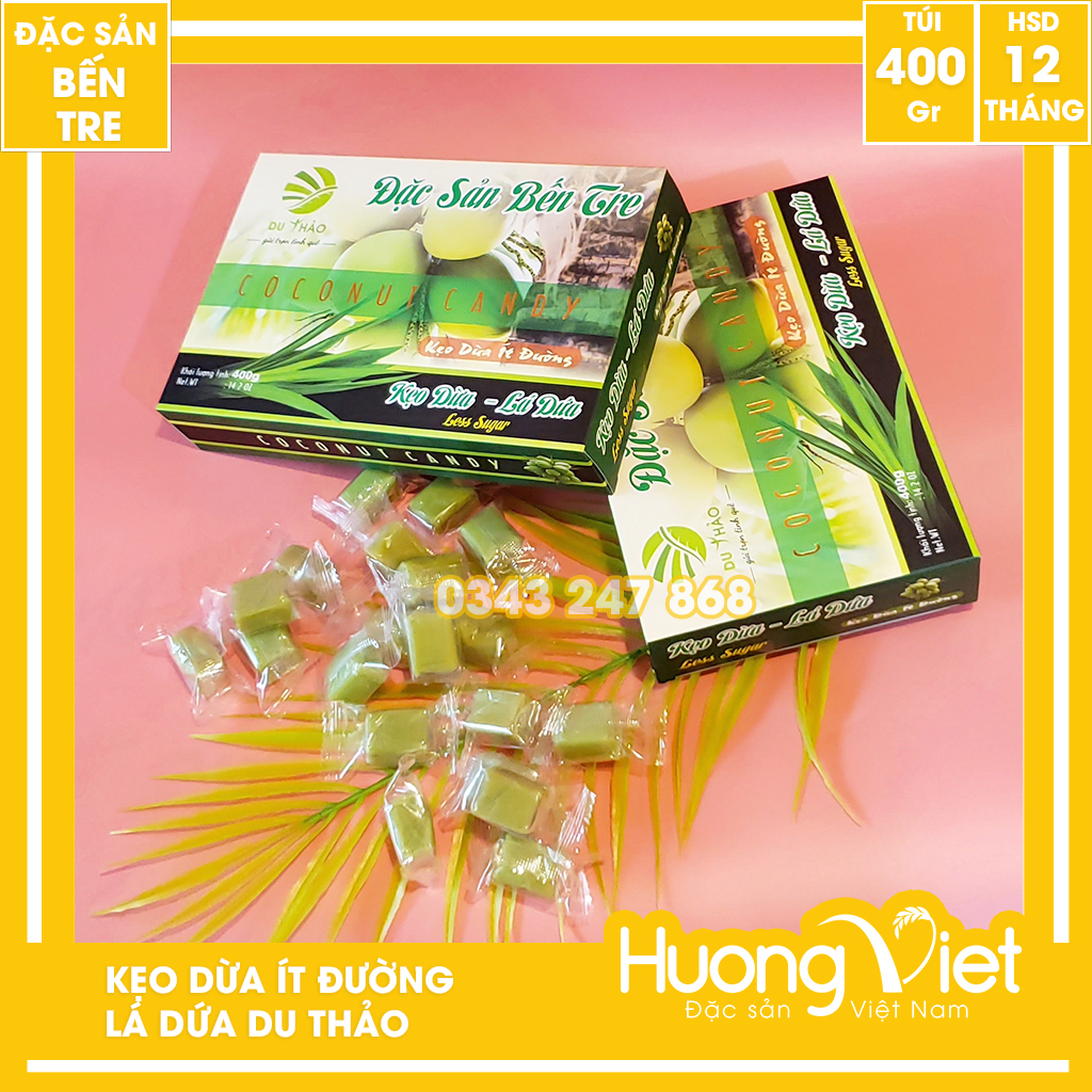 Kẹo dừa SÁP LÁ DỨA, kẹo dừa VICOSAP 100gr, đặc sản Bến Tre