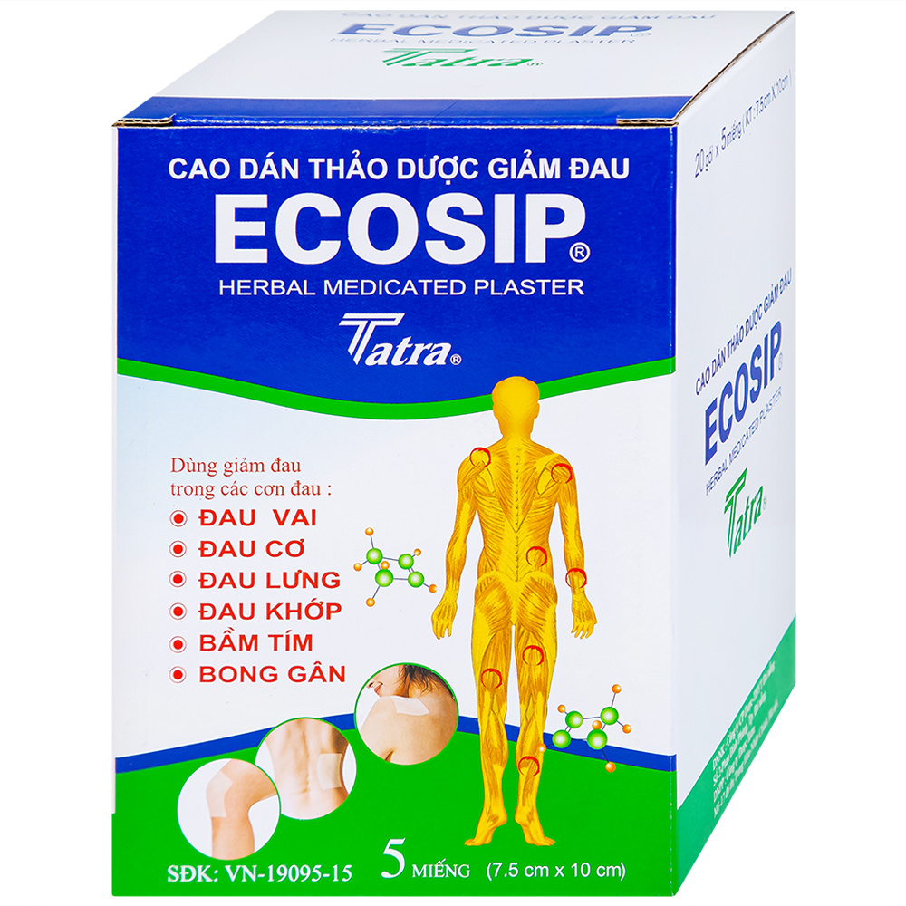 Cao dán Ecosip (20 gói x 5 miếng/hộp)