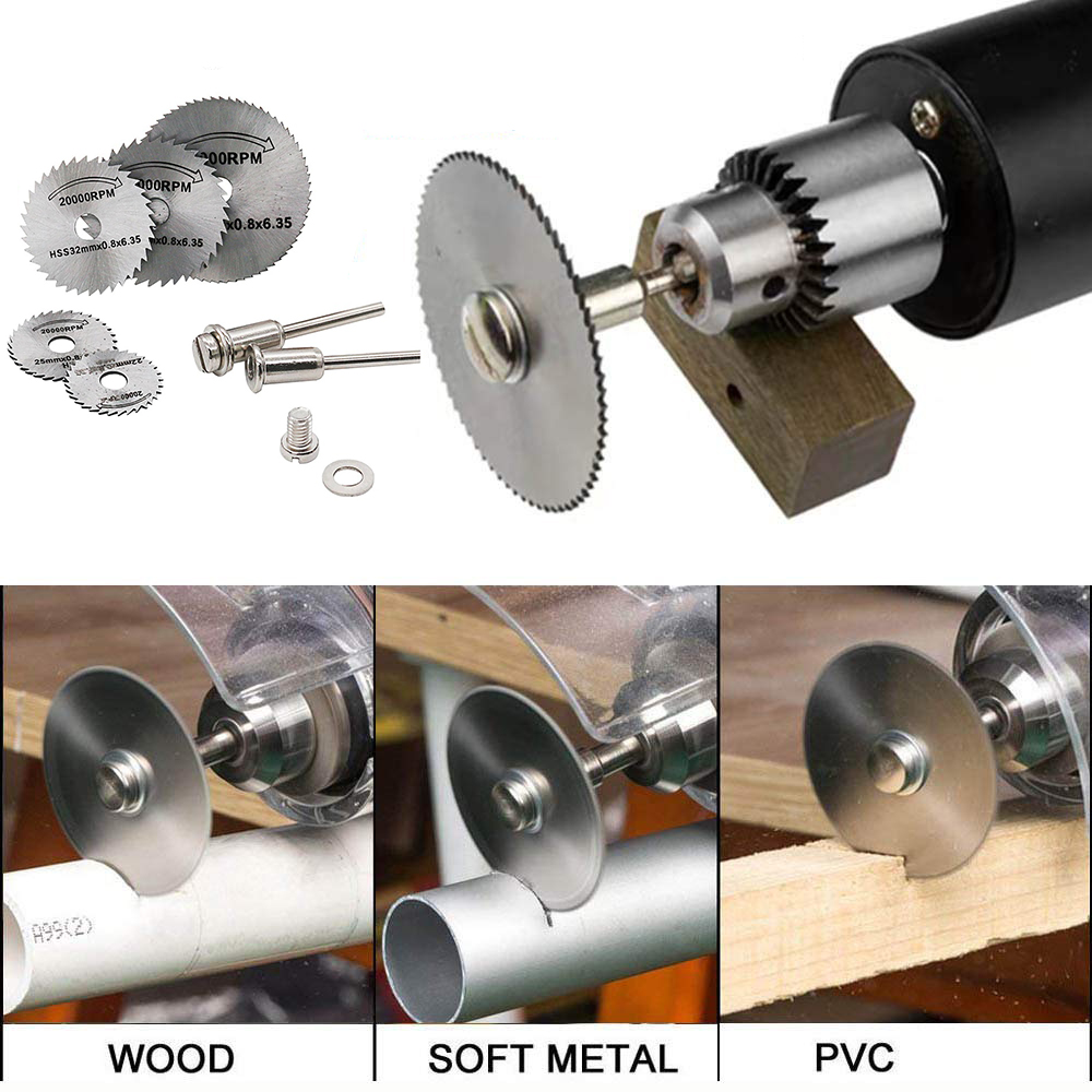 Bộ 5 Lưỡi Cưa Mini - Kèm 2 Trục Lắp Đĩa Cưa