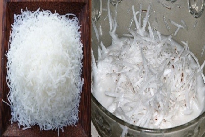 Cơm dừa sấy khô sợi ( 500gr) trang trí bánh , nấu chè