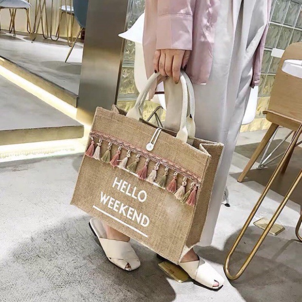 Túi Cói Đi Biển Túi Cói Du Lịch HELLO WEEKEND Mẫu Mới