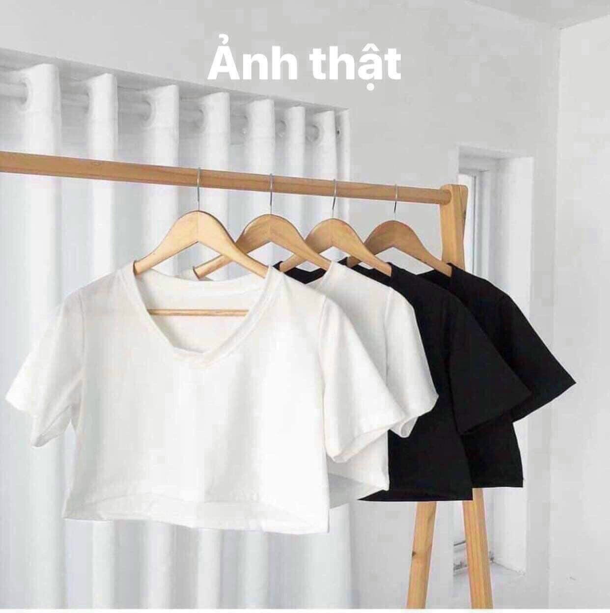 [HCM]Áo thun Trơn Croptop Cổ Tim