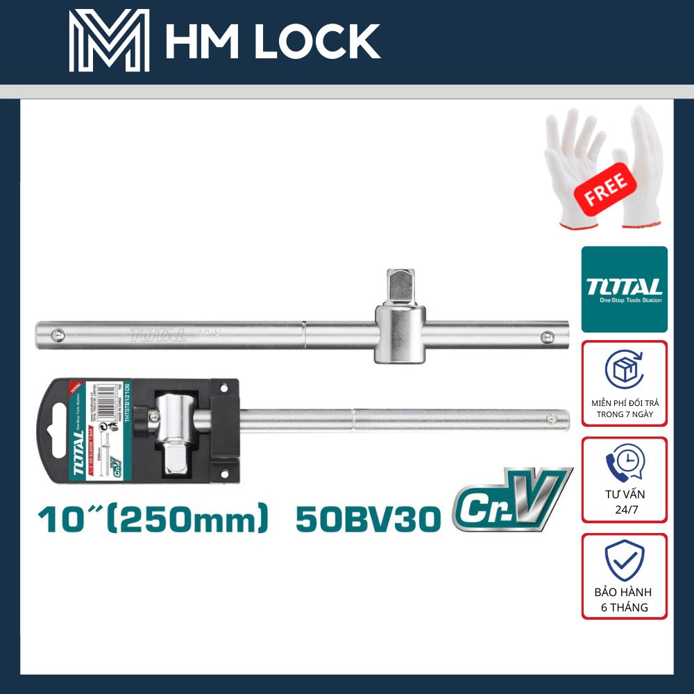 250mm thanh trượt t 1/2'' total - thép cr-v siêu cứng - hàng chính hãng - thtstb12106 - hm lock
