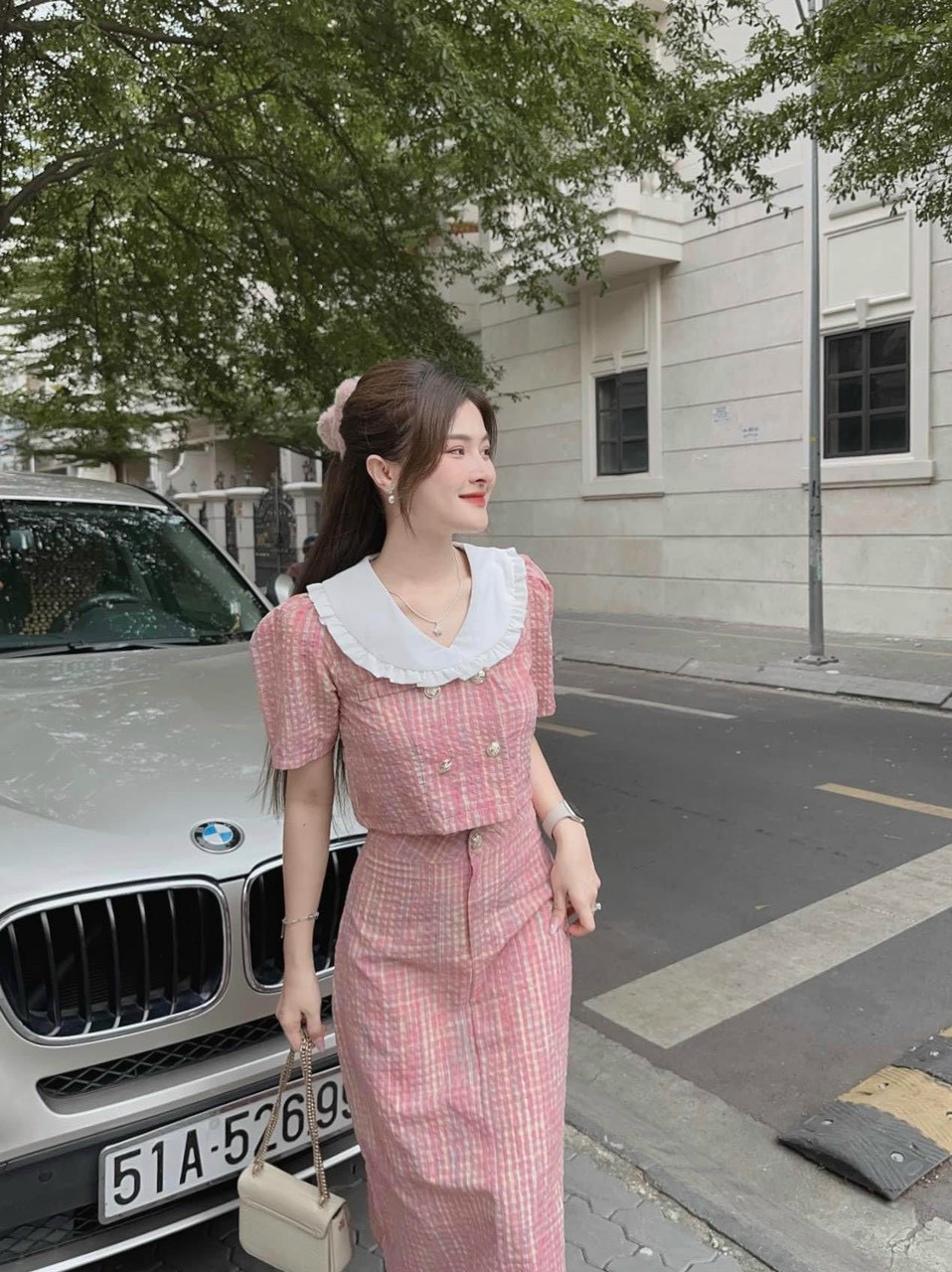 Sét áo tay phồng cổ bèo siêu xinh phù hợp đi chơi đi tiệc