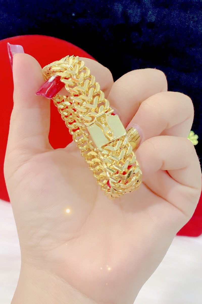 Lắc Tay Nam Nữ mạ vàng 18K cao cấp kiểu dáng Hàn Quốc vòng tay đẹp Không Ngứa Không Đen 71022021 - Lắc tay nữ, lắc tay đẹp - Phong cách dễ thương