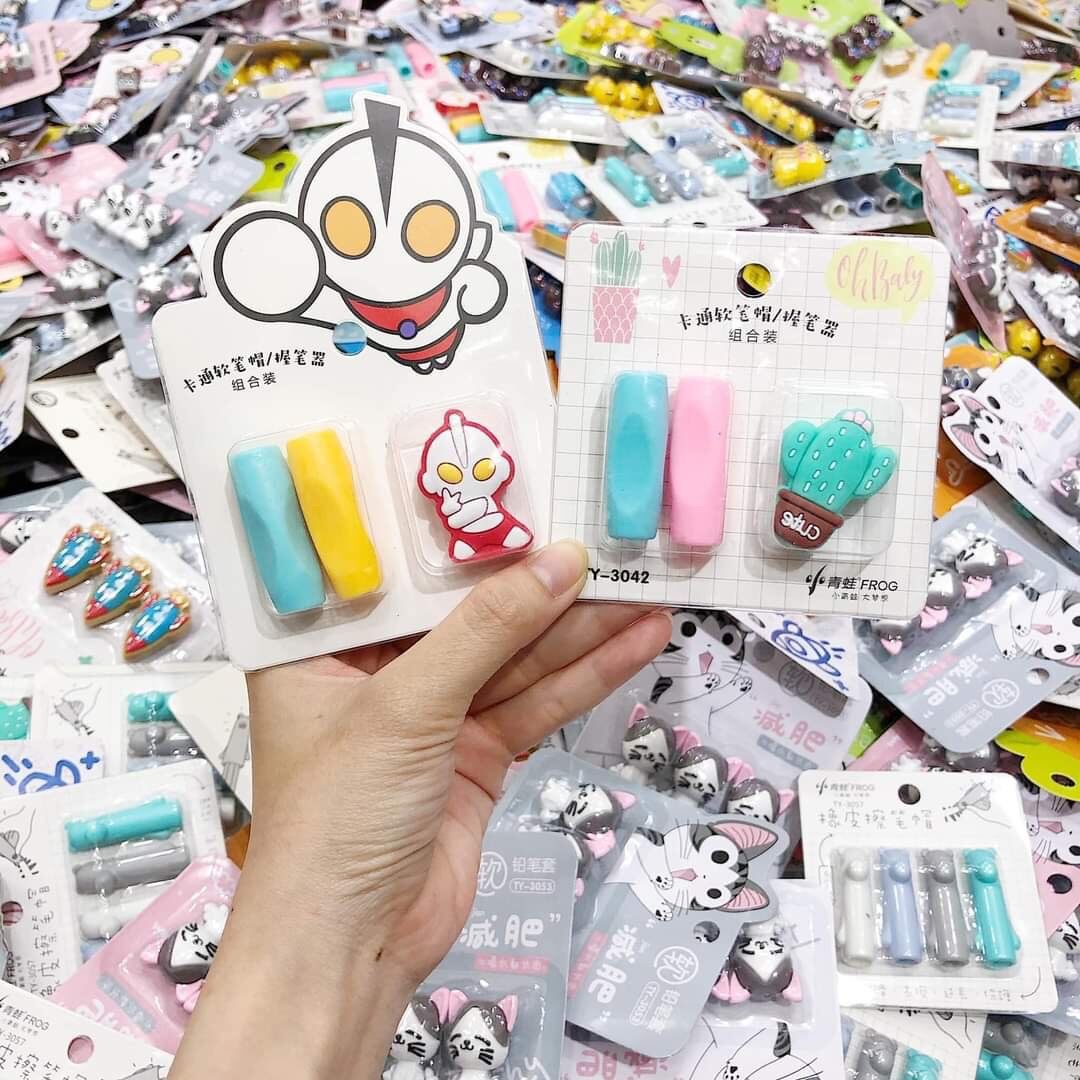 [MUA 2 GIẢM 5%]Set Nắp Đậy Bút Chì Chuốt Mẫu Thú Cute cho bé