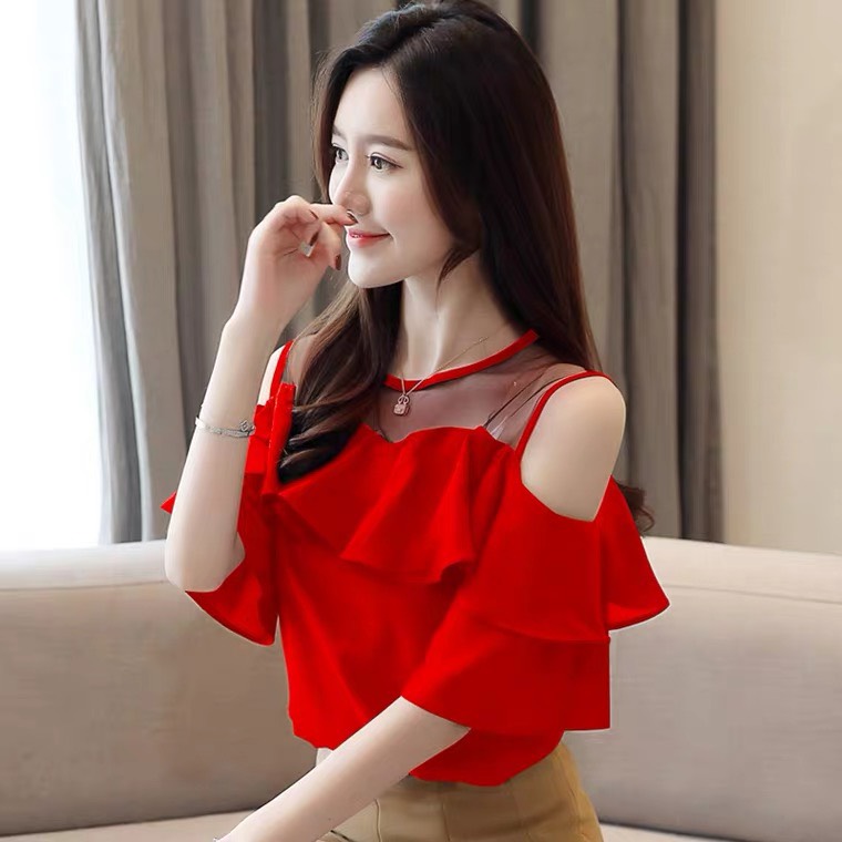 Áo lưới vai bèo hở vai