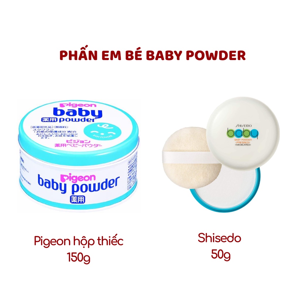 Phấn em bé, phấn rôm, phấn phủ baby powder hộp lớn Pigeon - Nội địa Nhật Bản