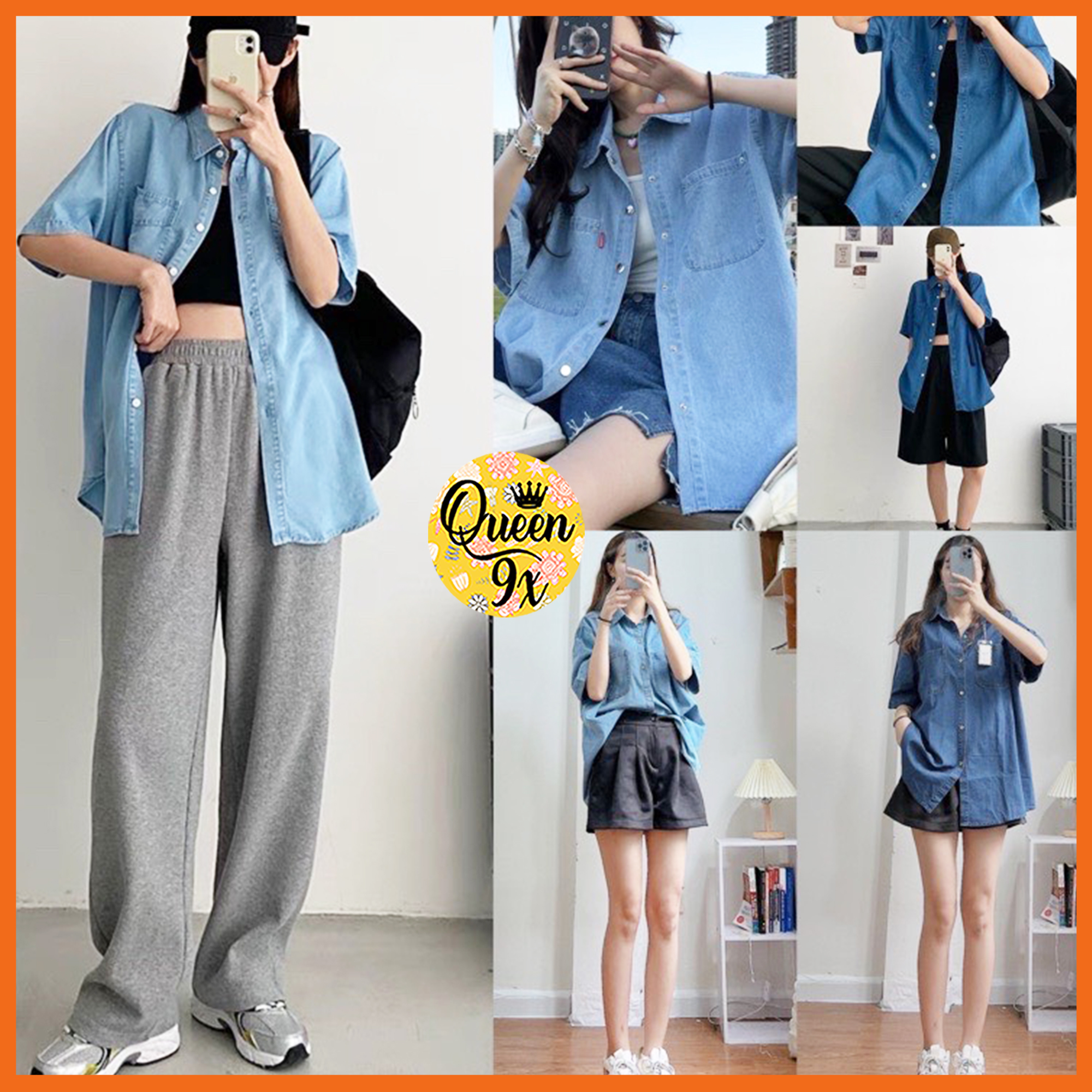 Áo Sơ Mi Chất Bò Tay Lỡ Form Rộng Phong Cách Basic