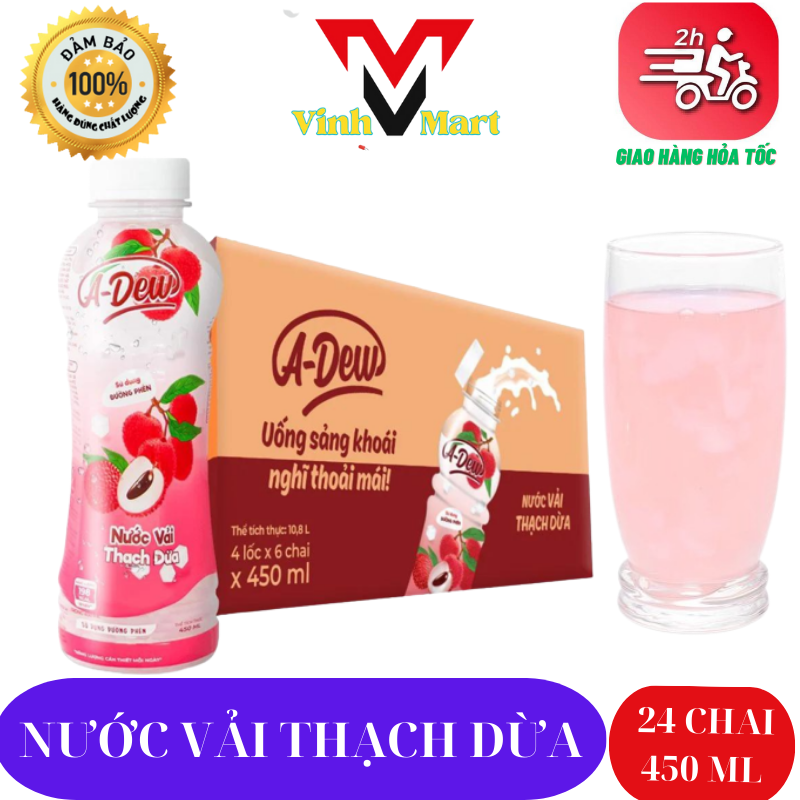 Nước Dưa Lưới Thạch Dừa A-Dew Thùng 24 Chai 450ml