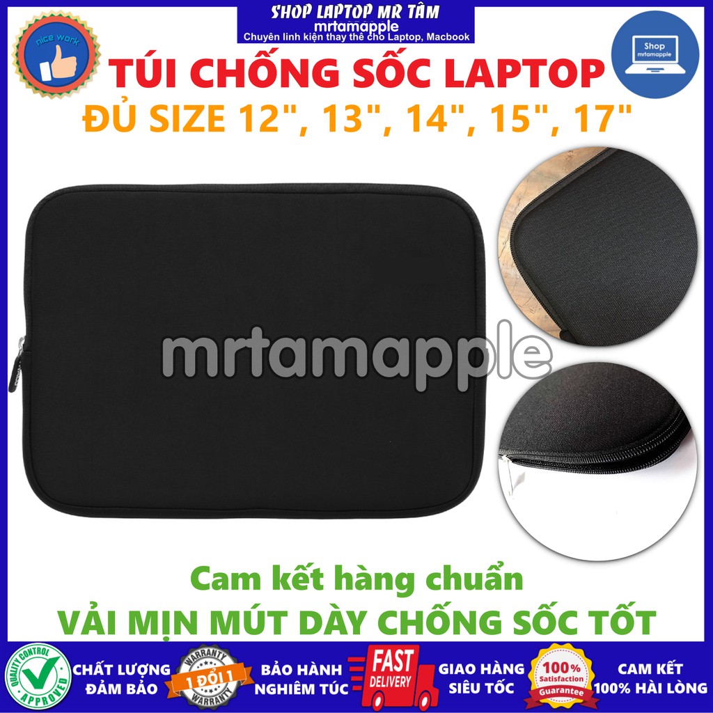 TÚI CHỐNG SỐC LAPTOP LOẠI DÀY VẢI MỊN (đủ size 12 13 14 15 17 inches)