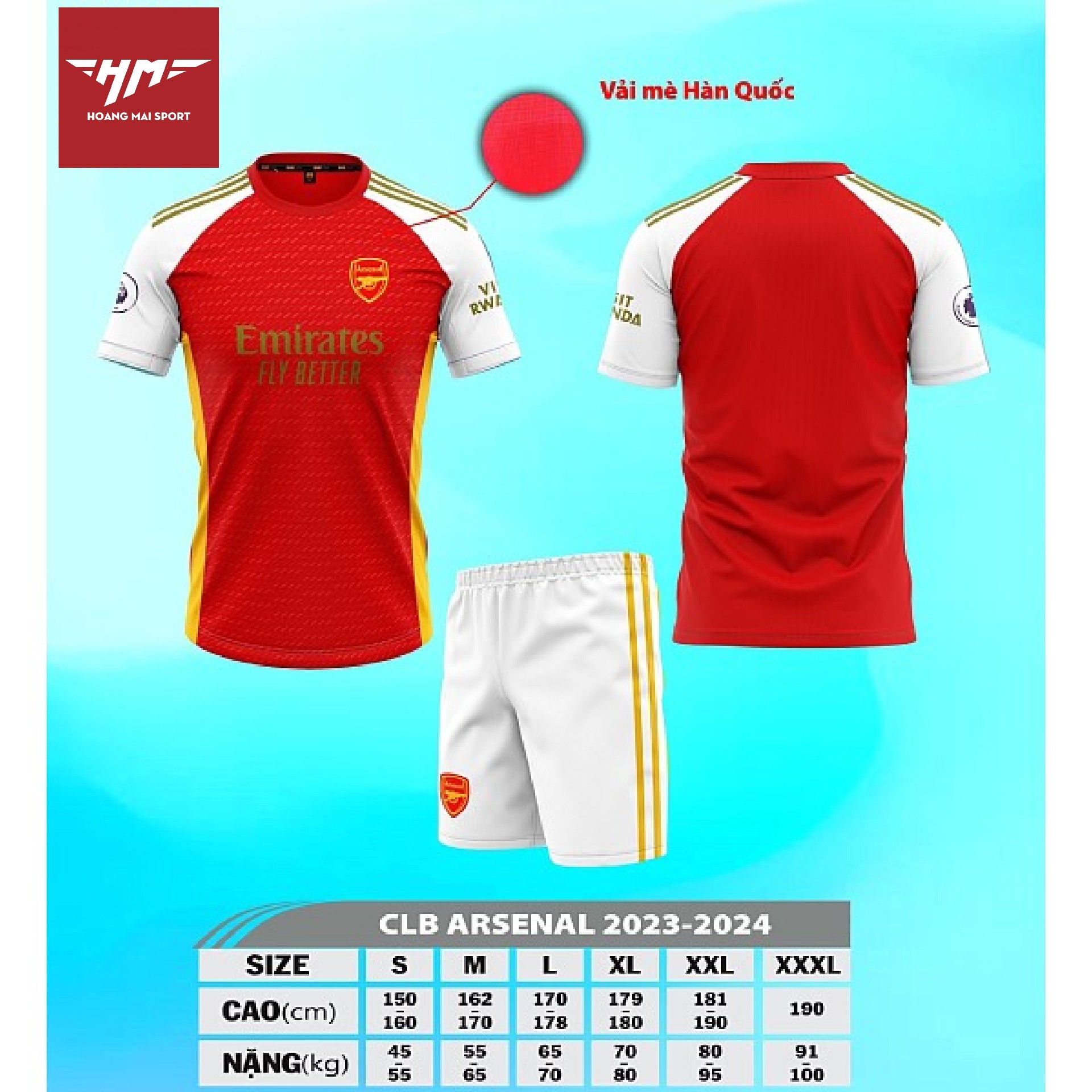 Bộ Quần Áo Bóng Đá Áo Đá Banh Clb Arsenal Đỏ Trắng 23-24 Vải Mè Hàn Quốc  Cao Cấp - Mixasale