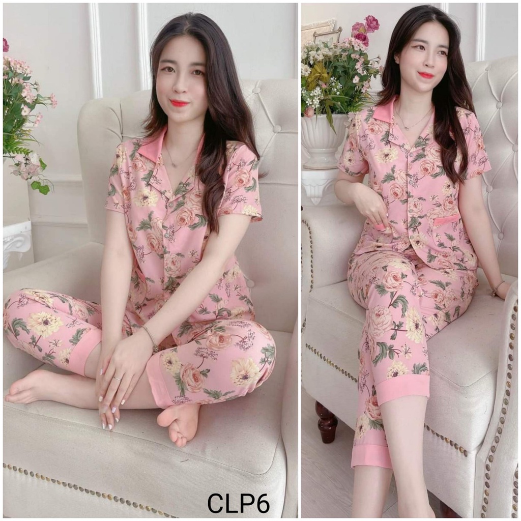 (BunnySky) Đồ bộ mặc nhà, quần áo nữ mẫu pizama lụa, chất lụa mềm mịn nhiều mầu để lựa chọn