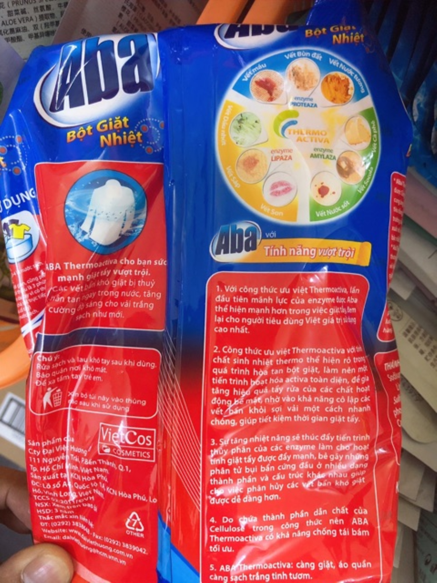 ♂  Bột Giặt Nhiệt Aba Sạch Tinh Tươm gói 800g