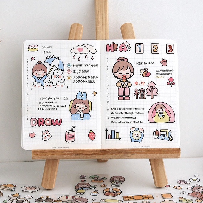 Sticker Cute 2D Dán Bình Nước, Laptop, Điện Thoại (1 Miếng Dán 8x8cm)