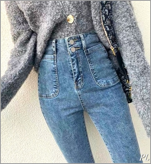 Quần jean nữ 2 TÚI KIỂU BẦU  + 2 CÚC lưng siêu cao 01/015-#O116