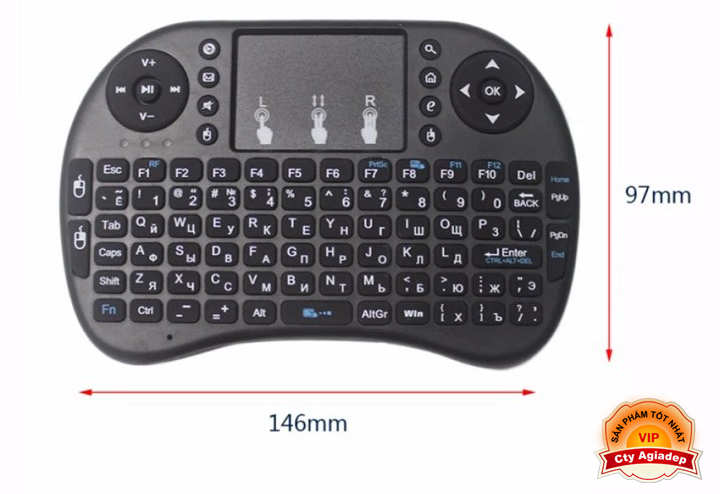 Bàn phím không dây mini keyboard kiên chuột cảm ứng đa năng wireless