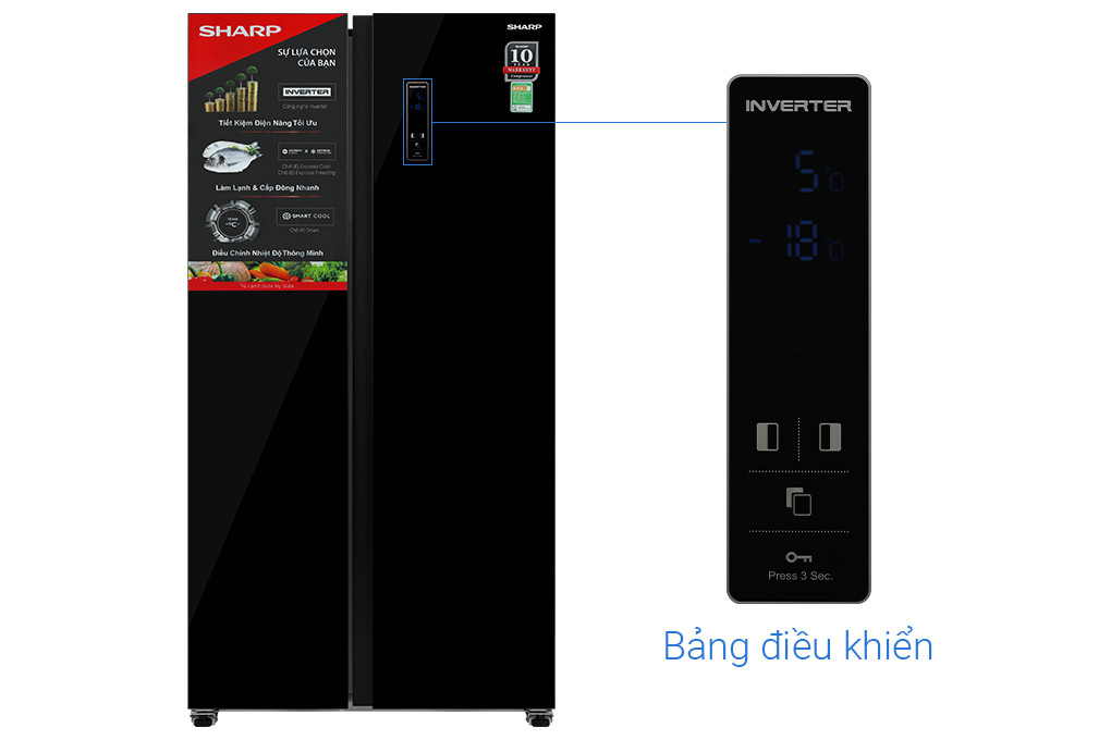 [MODEL 2026][FreeSHIP COD + Lắp Hà Nội] Tủ lạnh Sharp Inverter 466 lít SJ-FXP560VG-BK