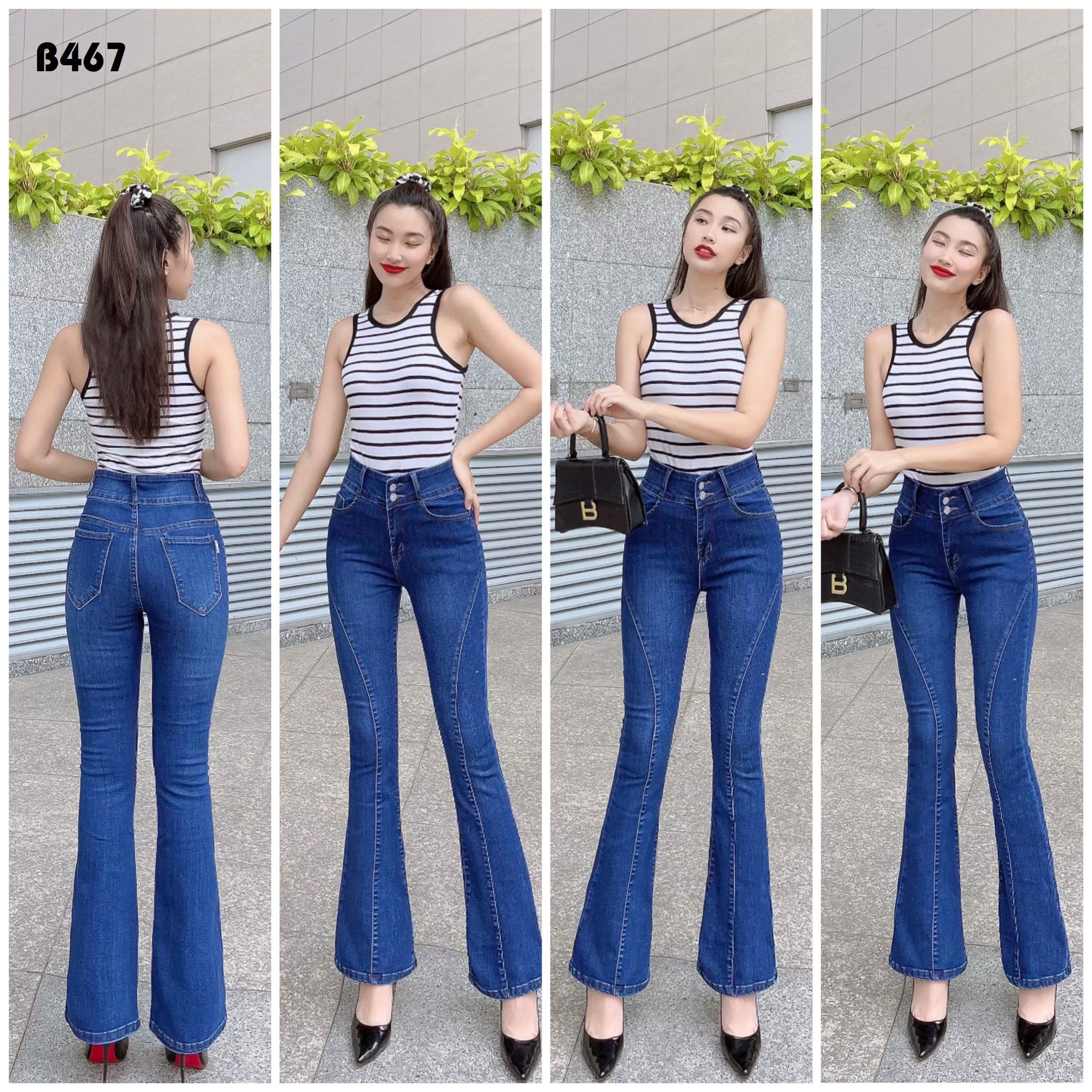 Quần jeans nữ ống loe lưng cao co giãn cao cấp Đẹp Store 257