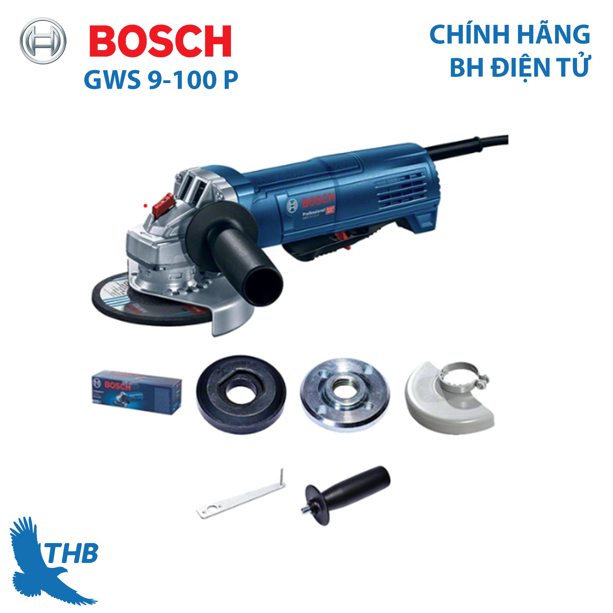 Máy mài góc bosch gws 9-100p heavy duty công tắc báo mức kiểu cánh xoay 900 w sag cho khả năng điều khiển vượt trội về độ an toàn và hoạt động
