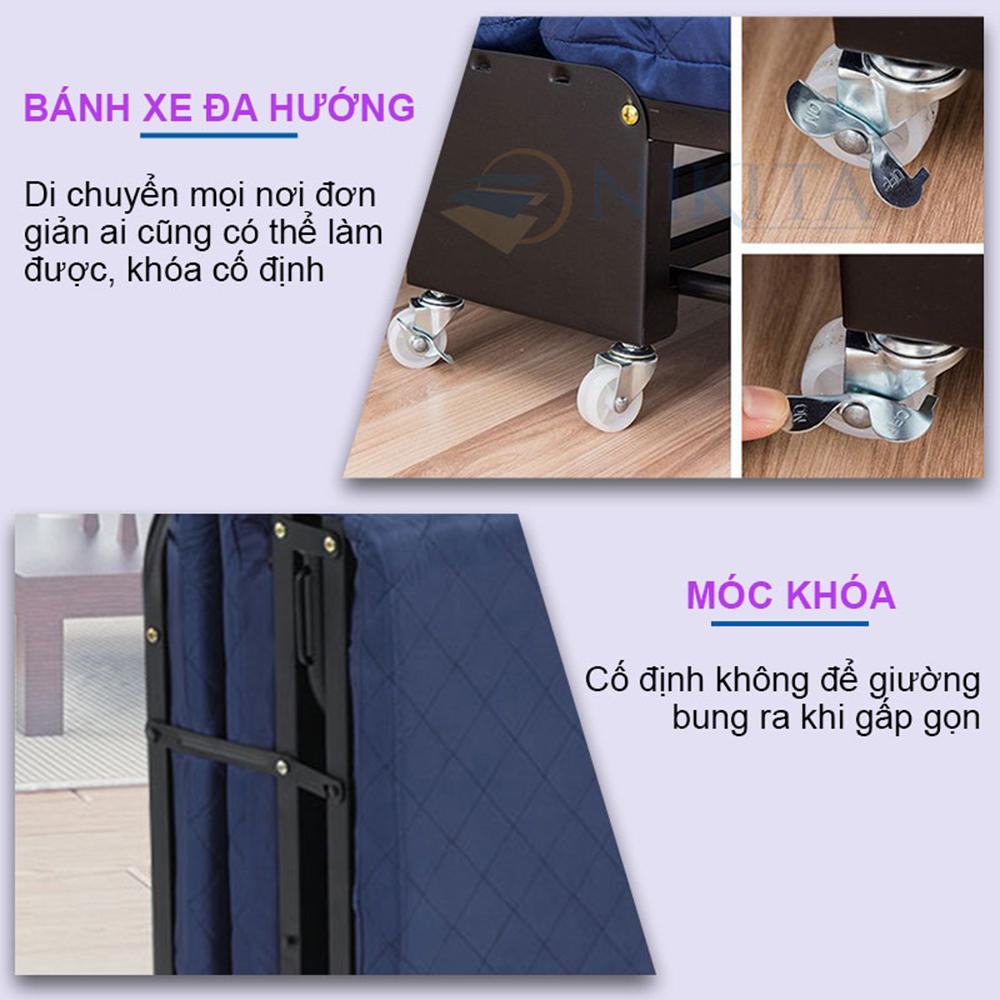 Giường gấp gọn ba khúc NIKITA GB65 - Hàng Chính Hãng