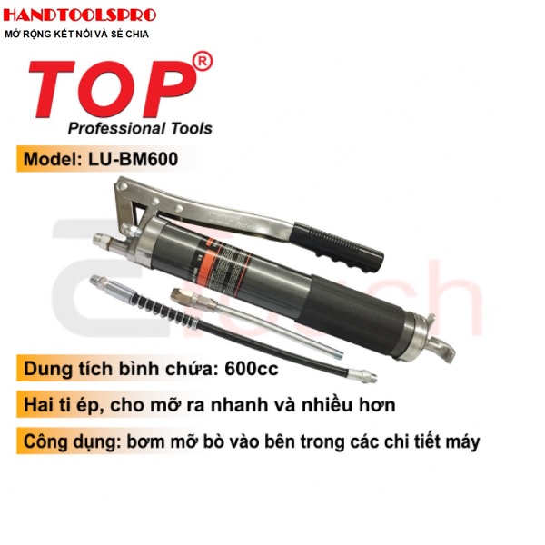 Bơm Mỡ cao cấp 600cc 2 Ti TOP LU-BM600