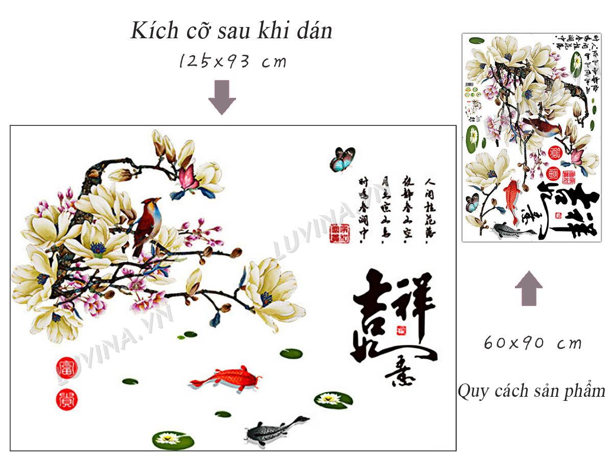 [HCM]DECAL DÁN TƯỜNG HOA SEN VÀ ÉN